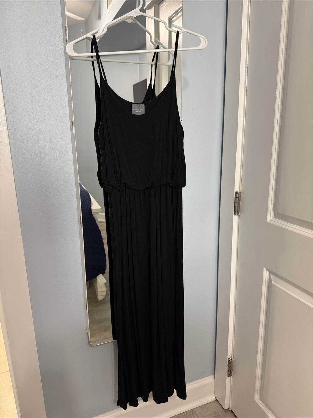 Olivia Rae Black Spaghetti-Strap Maxi Dress with Blouson Waist